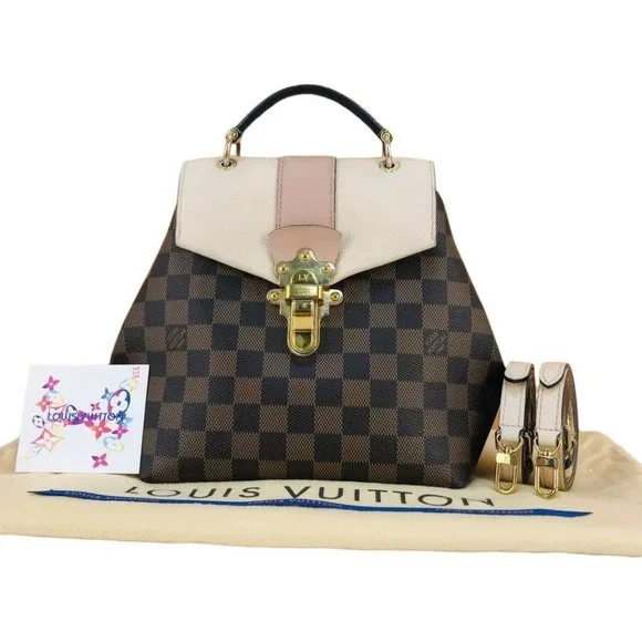 5051131R Louis Vuitton Backpack Bag Clapton Brown Damier LOUIS VUITTON Clapton Damier Ebene Backpack Bag Creme Beige main image 2